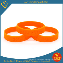 Custom Wholesale Orange Debossed Tennis Silicone Wristband (LN-018)